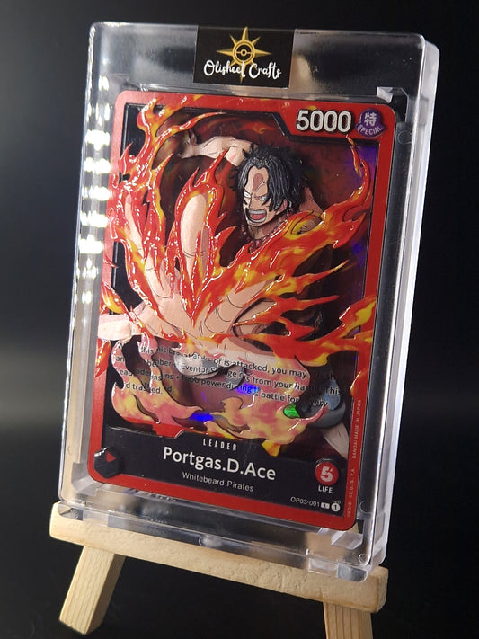 Portgas D. Ace (OP03-001) Shadowbox fait main